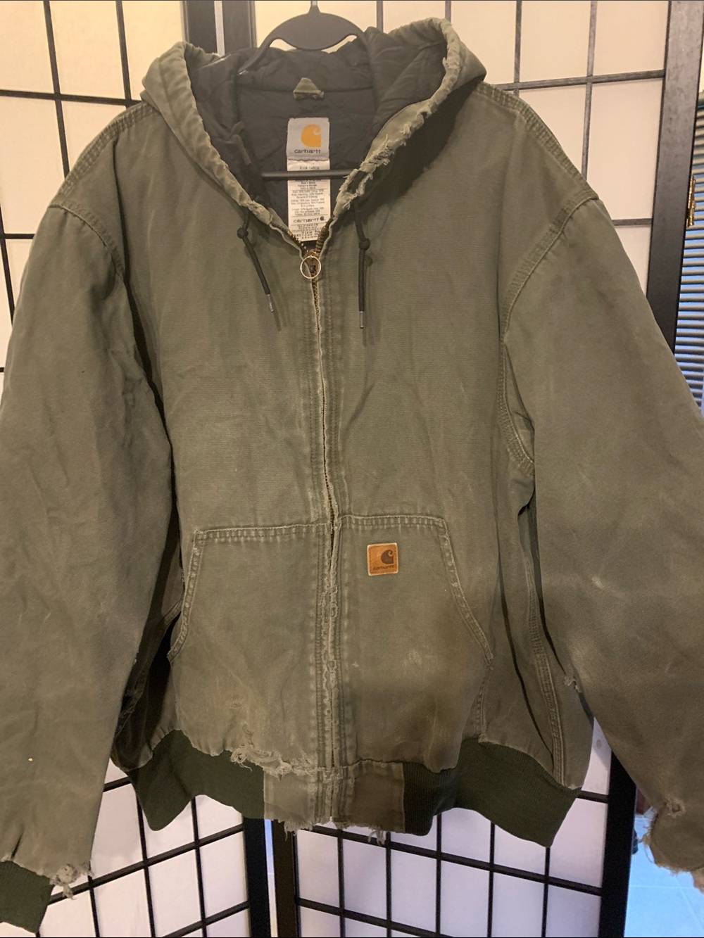 Vintage Carhartt Green Hooded Work Jacket Size XL